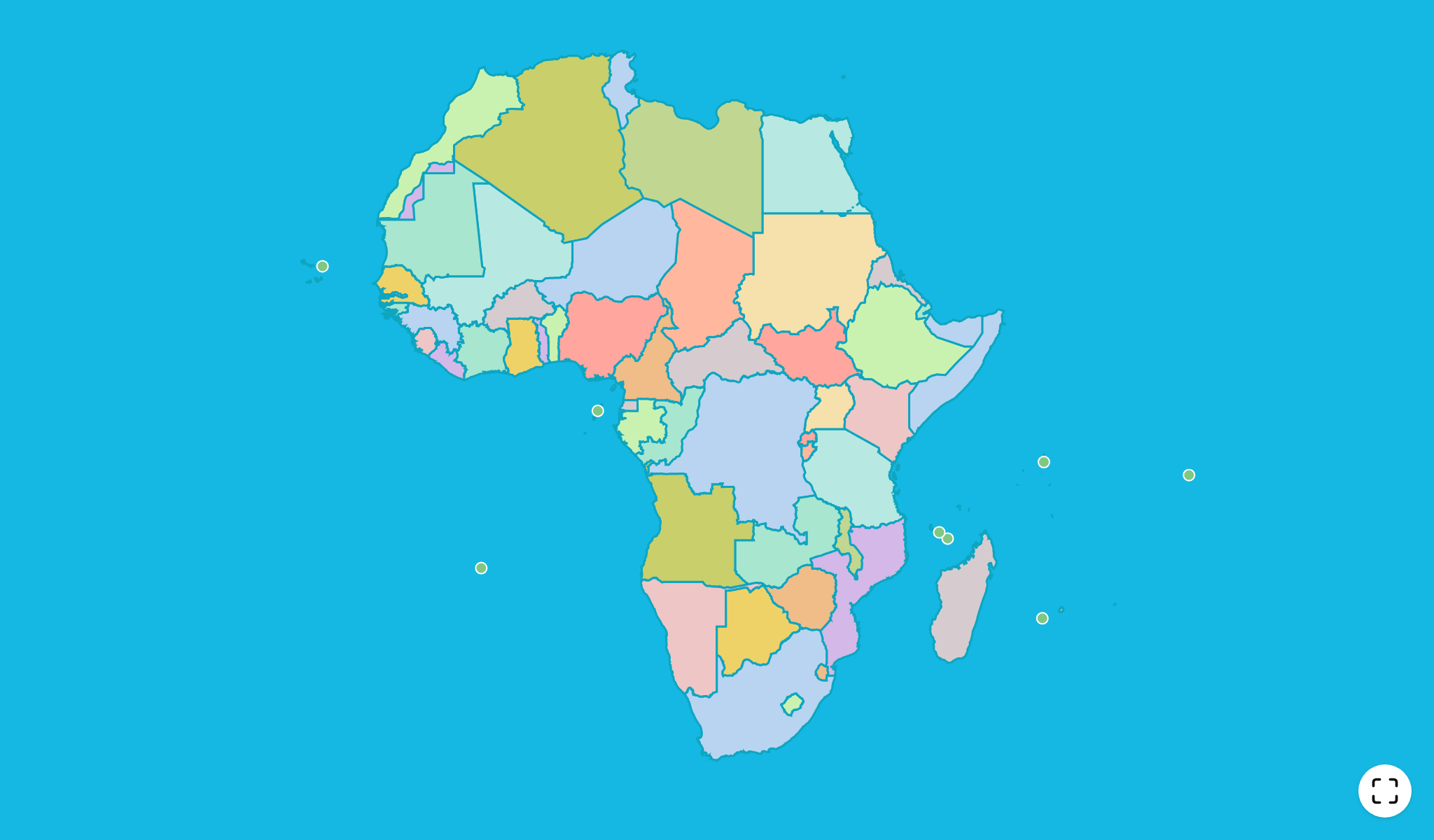 Africa Countries Map Click Quiz Game Online, image size:2048x1200